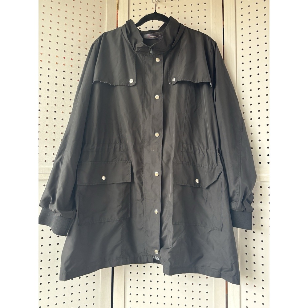 Women's Bloggerlove Jacket XXL Black Windbreaker Spring Coat Zip Lightweight